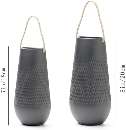 Ceramic Wall Planters & Vases,Boho Wall Decor for Living Room Bedroom,Minimalist Indoor Ceramic Hanging Flower Vase,Modern Farmhouse Art Decorations(Black,2 Pack) - Image 4